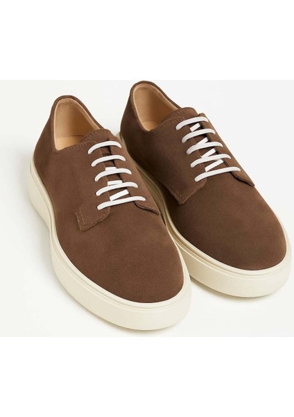 Erkek Vizon Süet Kalın Tabanlı Sneaker Ayakkabı