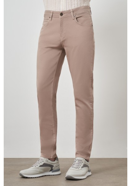 Erkek Bej Pamuk 5 Cep Slim Fit Jean Kot Pantolon modelleri