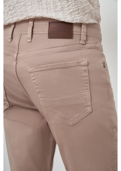 Erkek Bej Pamuk 5 Cep Slim Fit Jean Kot Pantolon indirimleri
