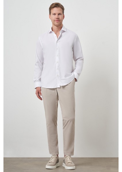 Erkek Beyaz Pamuk Trend Slim Fit Dar Kesim Non Iron Gömlek fiyatları