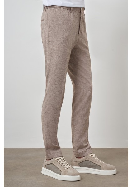 Erkek Vizon Trend Tam Lastikli Slim Fit Pantolon modelleri