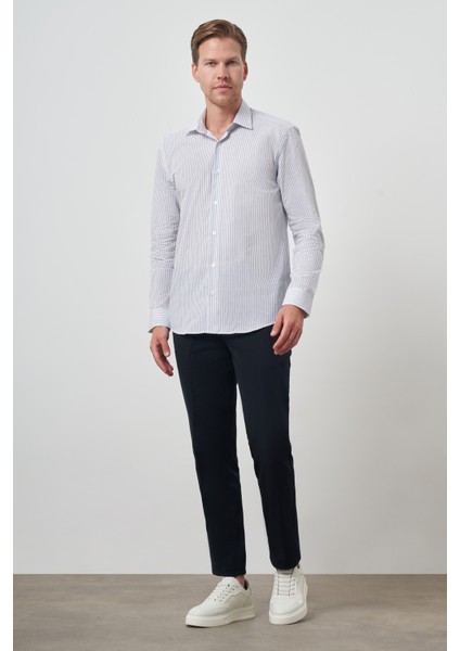 Erkek Beyaz Pamuk Trend Slim Fit Sert Yaka Gömlek fiyatları