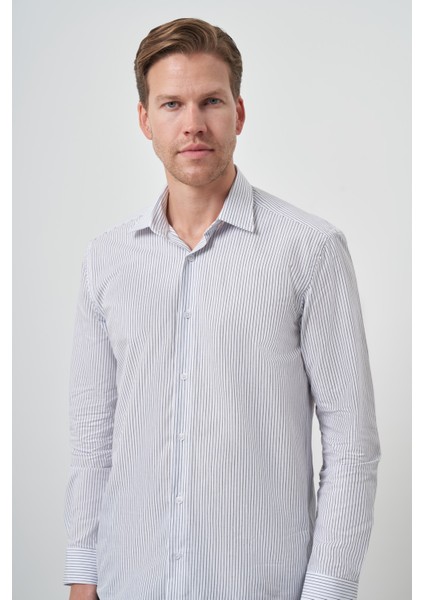 Erkek Beyaz Pamuk Trend Slim Fit Sert Yaka Gömlek modelleri