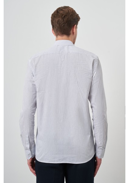 Erkek Beyaz Pamuk Trend Slim Fit Sert Yaka Gömlek fırsatları