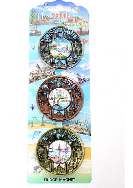 İstanbul Temalı Metal Magnet 3'lü Set Model 1