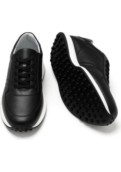 Erkek Siyah Deri Sneaker Ayakkabı modelleri
