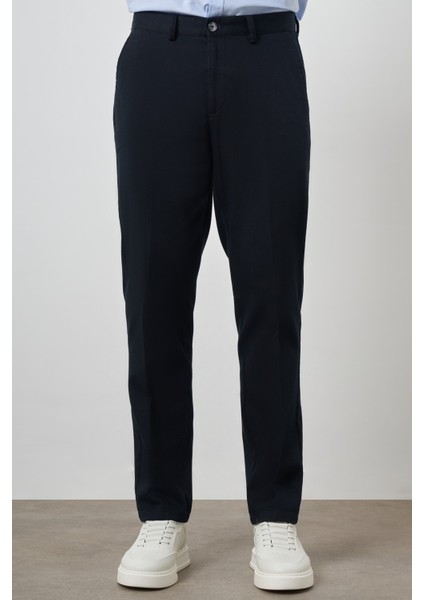 Erkek Lacivert Pamuk Yan Cep Dynamic Fit Chino Pantolon