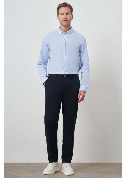 Erkek Lacivert Pamuk Yan Cep Dynamic Fit Chino Pantolon