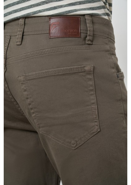 Erkek Haki Pamuk 5 Cep Slim Fit Jean Kot Pantolon indirimleri