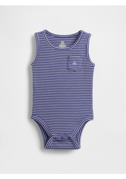 Bebek Lacivert Cepli Kısa Kollu Bodysuit