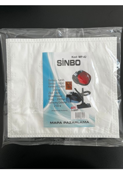 15 Adet Sinbo Elektrikli Süpürge Sentetik Toz Torbası