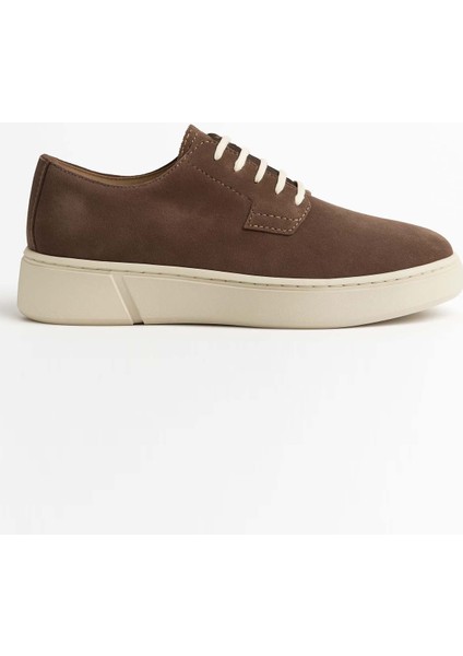 Erkek Vizon Süet Kalın Tabanlı Sneaker Ayakkabı