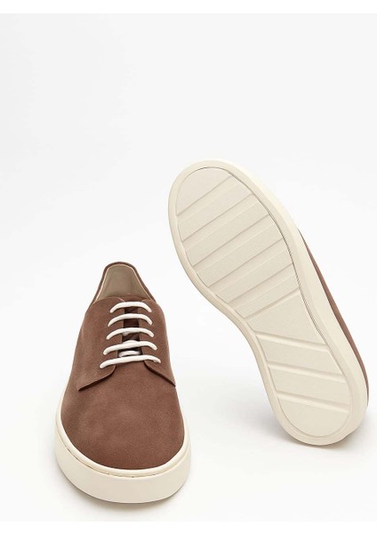 Erkek Vizon Süet Kalın Tabanlı Sneaker Ayakkabı