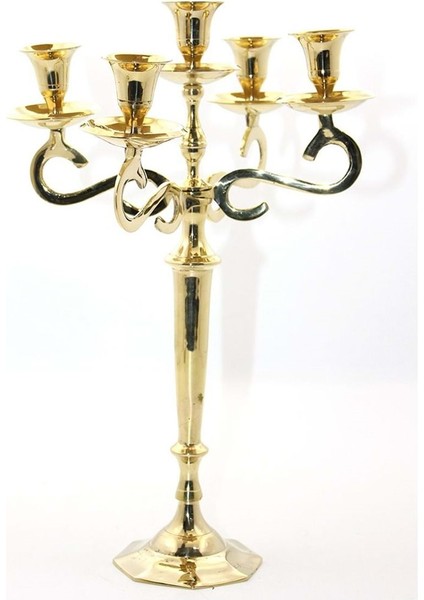Pirinç 5'li Şamdan 35*20 cm