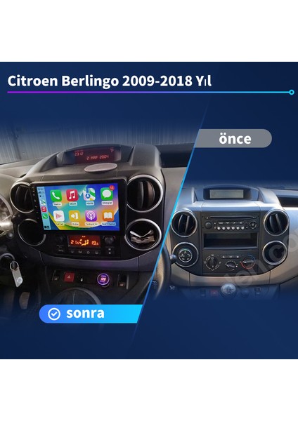 Citroen Berlingo 2009-2018 Yıl Uyumlu 9 Inç 4 GB Ram 64 GB Hafıza Multimedya Carplay Navigasyon fiyatları