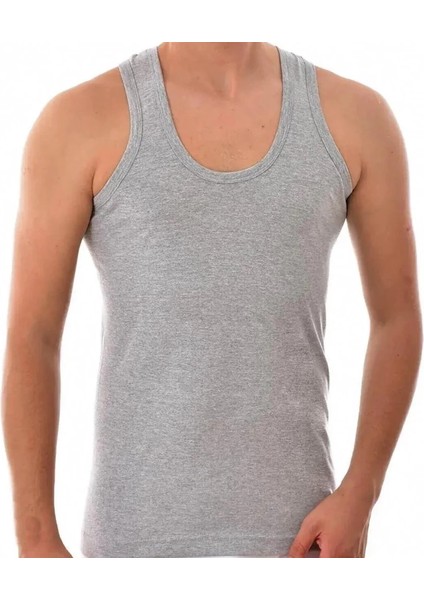 Gri Erkek Penye Atlet Pamuk Üretim 3 Lü Paket