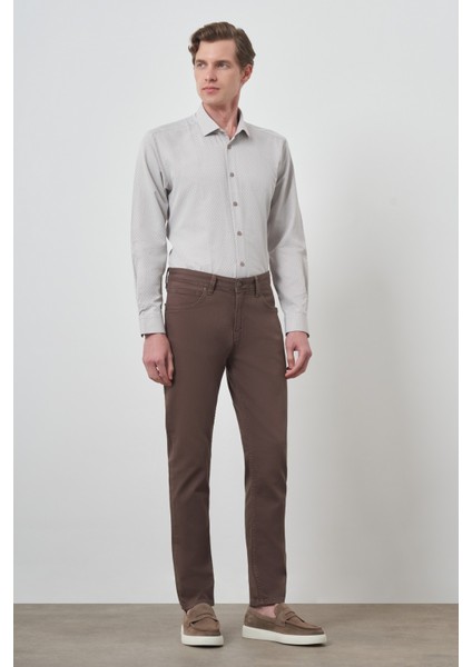 Erkek Kahve Pamuk 5 Cep Slim Fit Jean Kot Pantolon fiyatları