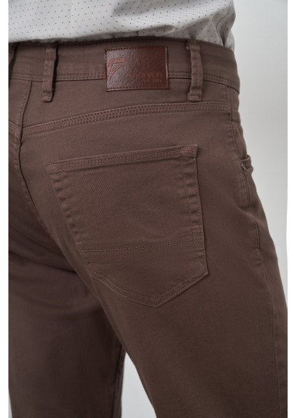 Erkek Kahve Pamuk 5 Cep Slim Fit Jean Kot Pantolon indirimleri