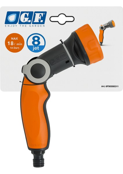 Garden 8 Jet Ayarlanabilir Akışlı Pistolet Sulama Tabancası – Ergonomik 8 Farklı Jet Modu (Model GF80545541)