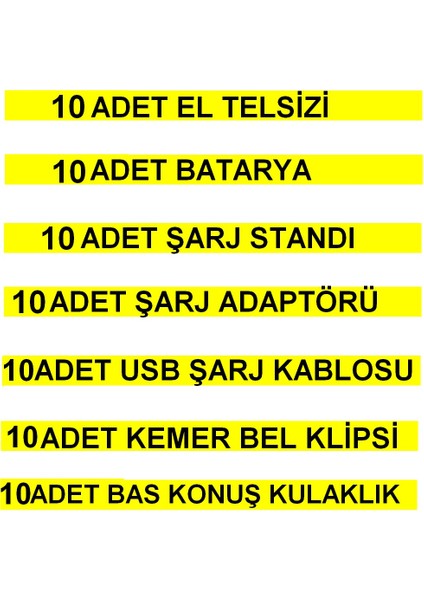 10 Telsiz+10 Kulaklık Pmr 446 Türkçe Konuşan El Telsizi