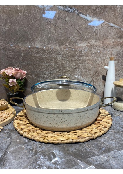 Granit 24 cm Basık Tencere-Krem fiyatları