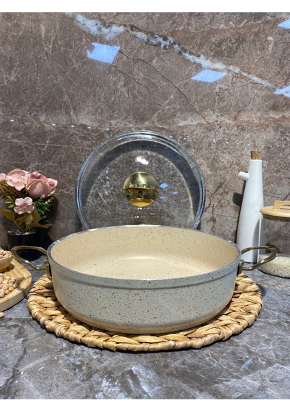 Granit 24 cm Basık Tencere-Krem modelleri
