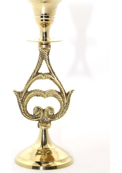 Tekli Pirinç Şamdan 17 cm