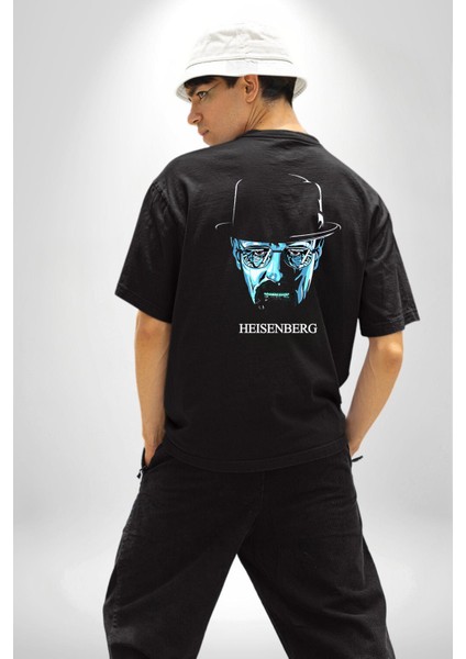 Breaking Bad Heisenberg Karakter Siyah Oversize Kadın Erkek Ön ve Sırt Baskılı Tişört