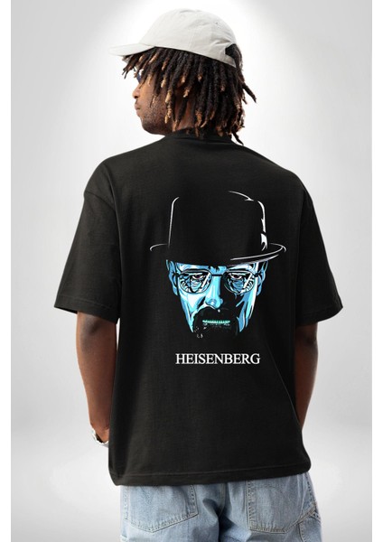 Breaking Bad Heisenberg Karakter Siyah Oversize Kadın Erkek Ön ve Sırt Baskılı Tişört