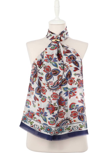 Lacivert Şal Desen Vual Ipek Fular fiyatları