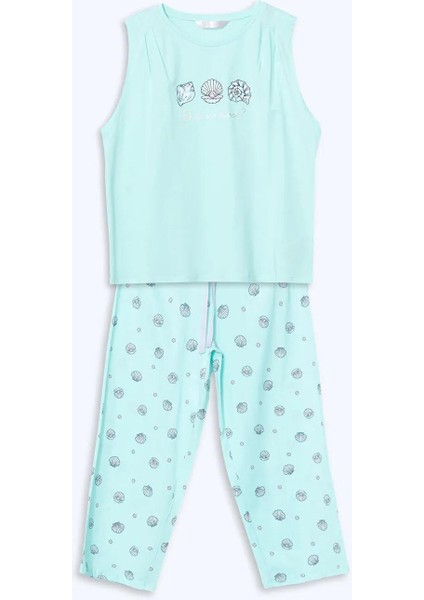 Lcw Dream Bisiklet Yaka Baskılı Kadın Kaprili Pijama Takımı (S5) indirimleri