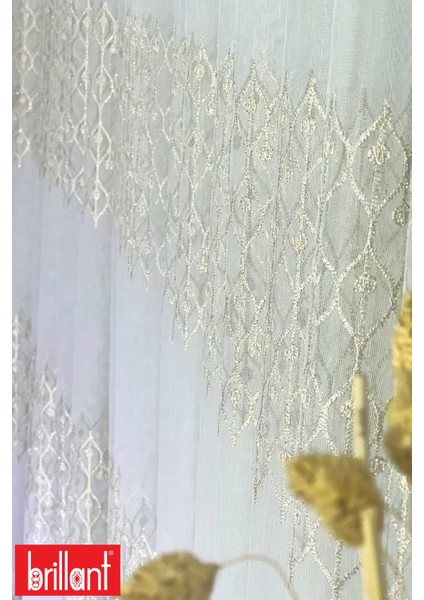 Gold Ottoman 1/2,5 Normal Pileli Ütü Istemez Kırışmaz 3 Sıra Işlemeli Tül Perde