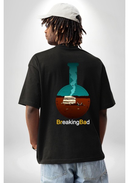 Breaking Bad Kimya Flask Siyah Oversize Kadın Erkek Ön ve Sırt Baskılı Tişört fiyatları