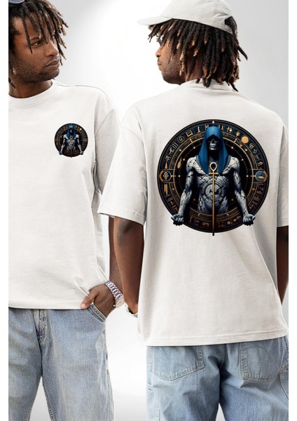 Ptah Tanrısı Zanaatkârların Koruyucusu Mısır Beyaz Oversize Kadın Erkek Ön ve Sırt Baskılı Tişört fırsatları