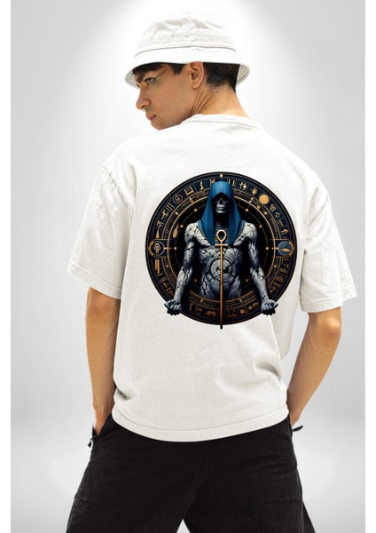 Ptah Tanrısı Zanaatkârların Koruyucusu Mısır Beyaz Oversize Kadın Erkek Ön ve Sırt Baskılı Tişört indirimleri