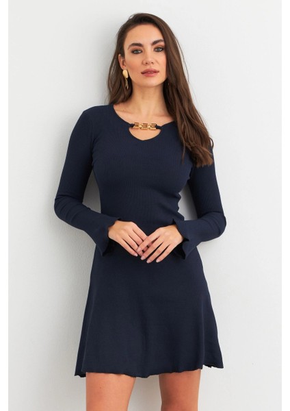 Kadın Lacivert Yakası Aksesuarlı Mini Elbise FRY2267 fiyatları