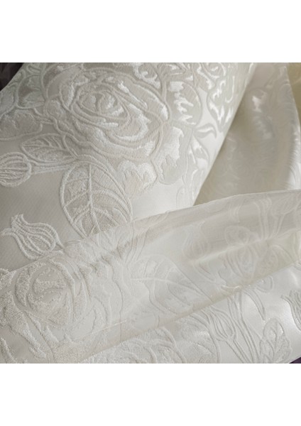 Pikelikgül Desen Gri-Ekru Pike Kumaşı