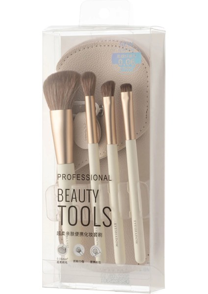 Cilt Dostu Taşınabilir Makyaj Fırça Seti (4 Adet & Saklama Kabı) fiyatları