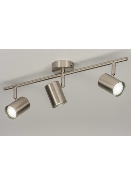Retro Metal Inox 3 Lü 180 Derece Hareketli LED Spot Avize Günışığı Ampullü