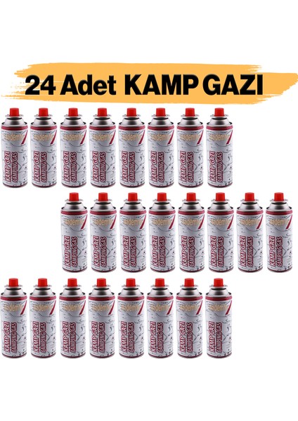 Kamp Gazı 24 Adet Set Pürmüz Yedek Kartuşu 227 Gram Piknik Kamp Mangal Mutfak Ateş Tutuşturucu