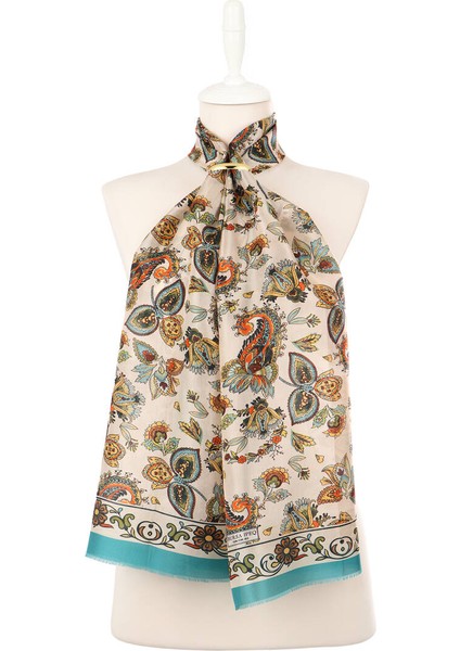 Bej Şal Desen Vual Ipek Fular fiyatları