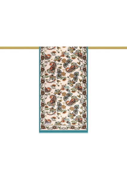 Bej Şal Desen Vual Ipek Fular modelleri