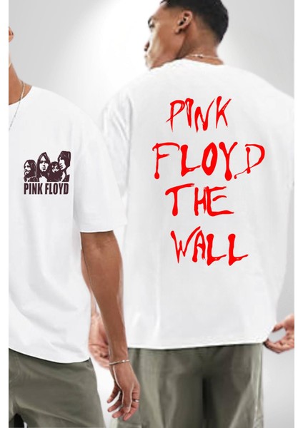 Pink Floyd The Wall Beyaz Oversize Kadın Erkek Ön ve Sırt Baskılı Tişört