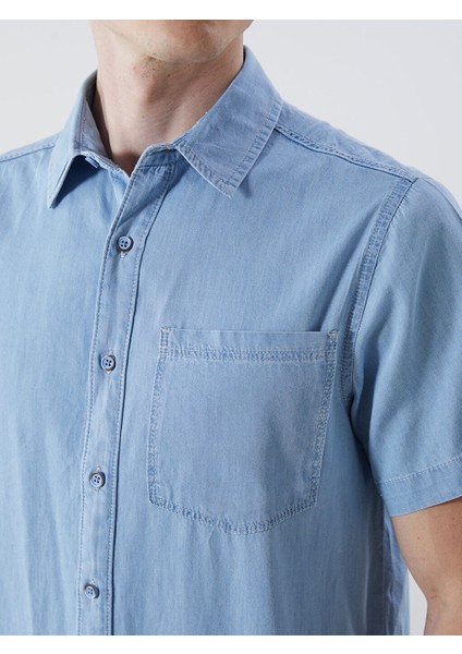 Yeni Sezon Regular Fit Kisa Kollu Erkek Jean Gomlek - S5KA58Z8 modelleri