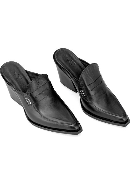 Elit Sienna Kadın Hakiki Deri Topuklu Terlik Siyah fiyatları