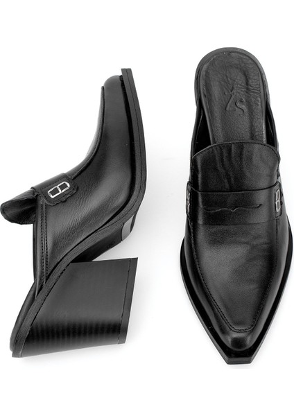 Elit Sienna Kadın Hakiki Deri Topuklu Terlik Siyah indirimleri