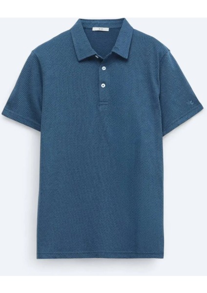 Lacivert Polo Yaka %100 Pamuk T-Shirt