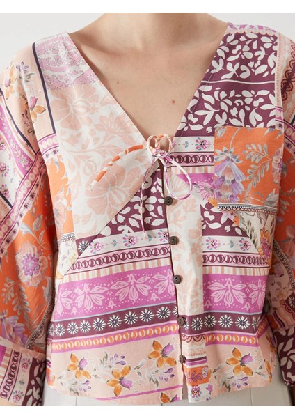 Lcw Vision Kruvaze Yaka Desenli Modal Karışımlı Crop Bluz (S5) modelleri