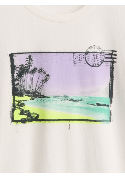 Kız Çocuk Beyaz Grafik Baskılı T-Shirt fiyatları