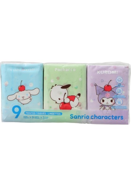 Sanrio Renkli Yaz Serisi Baskılı Kağıt Mendil 9Yp. (9'lu Paket)